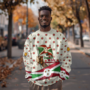 Burundi 1st July Independence Day Sweatshirt Patriotic Flag Portrait Art - Geometric Star Pattern