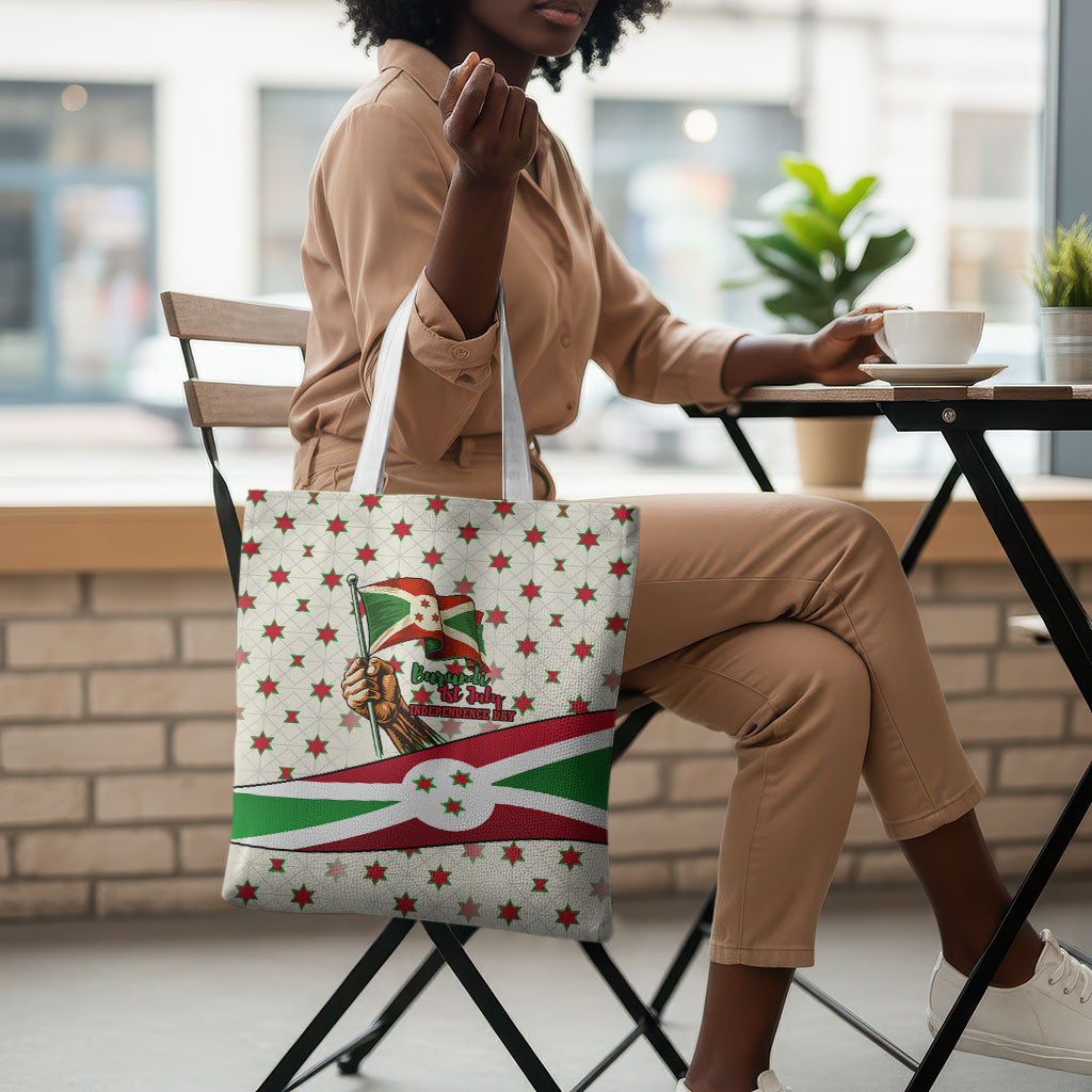Burundi 1st July Independence Day Tote Bag Patriotic Flag Portrait Art - Geometric Star Pattern