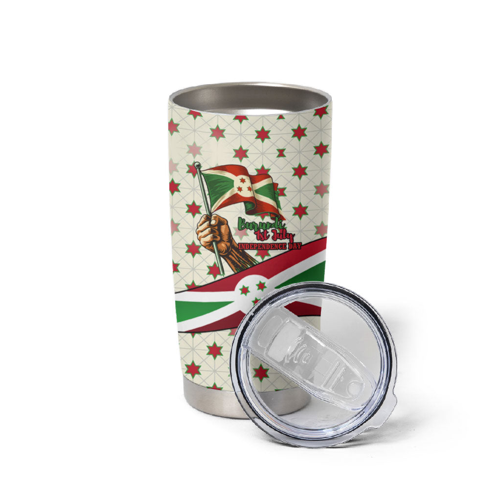 Burundi 1st July Independence Day Tumbler Cup Patriotic Flag Portrait Art - Geometric Star Pattern