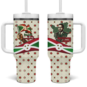 Burundi 1st July Independence Day Tumbler With Handle Patriotic Flag Portrait Art - Geometric Star Pattern