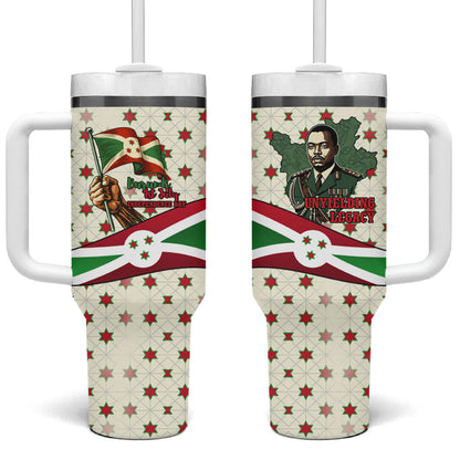 Burundi 1st July Independence Day Tumbler With Handle Patriotic Flag Portrait Art - Geometric Star Pattern