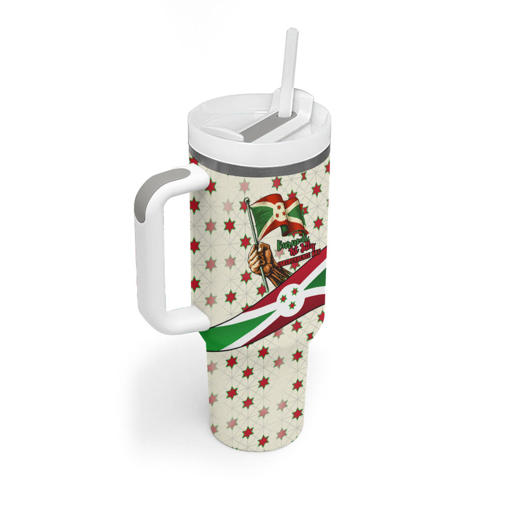 Burundi 1st July Independence Day Tumbler With Handle Patriotic Flag Portrait Art - Geometric Star Pattern