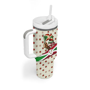 Burundi 1st July Independence Day Tumbler With Handle Patriotic Flag Portrait Art - Geometric Star Pattern