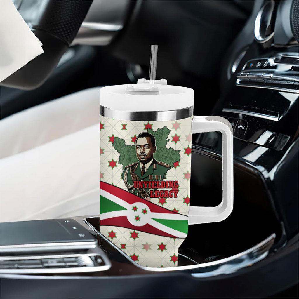 Burundi 1st July Independence Day Tumbler With Handle Patriotic Flag Portrait Art - Geometric Star Pattern
