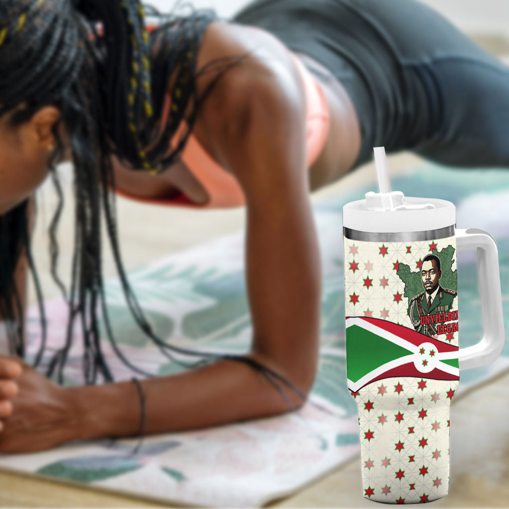 Burundi 1st July Independence Day Tumbler With Handle Patriotic Flag Portrait Art - Geometric Star Pattern