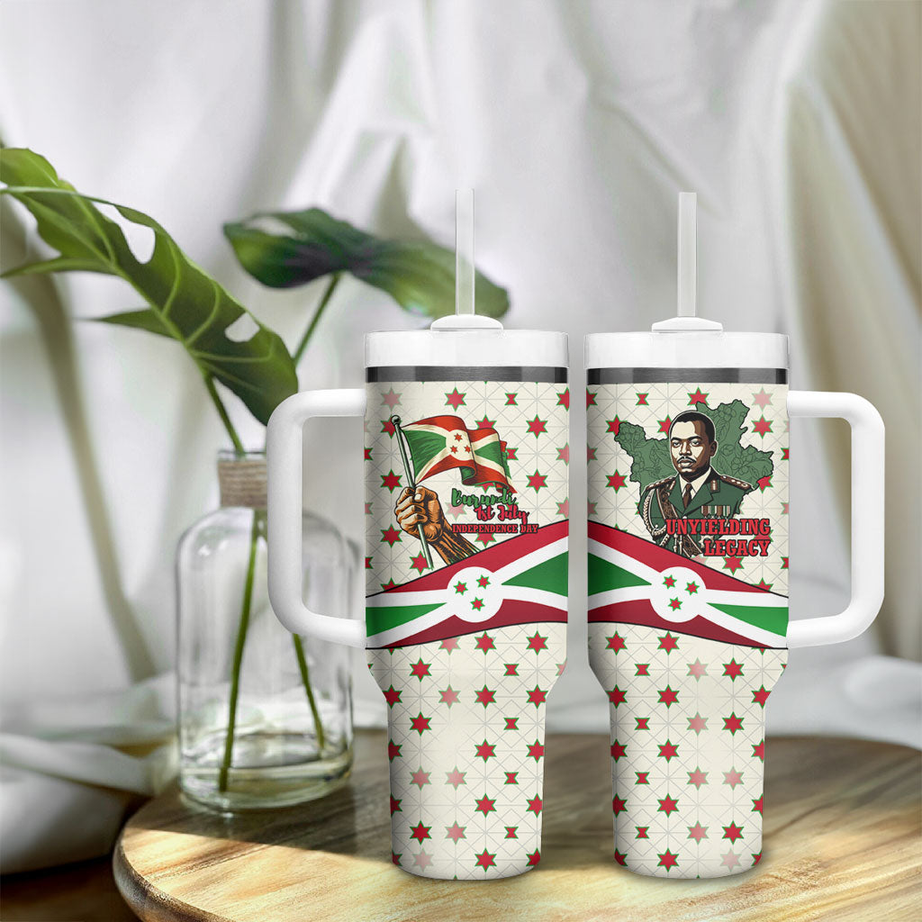 Burundi 1st July Independence Day Tumbler With Handle Patriotic Flag Portrait Art - Geometric Star Pattern