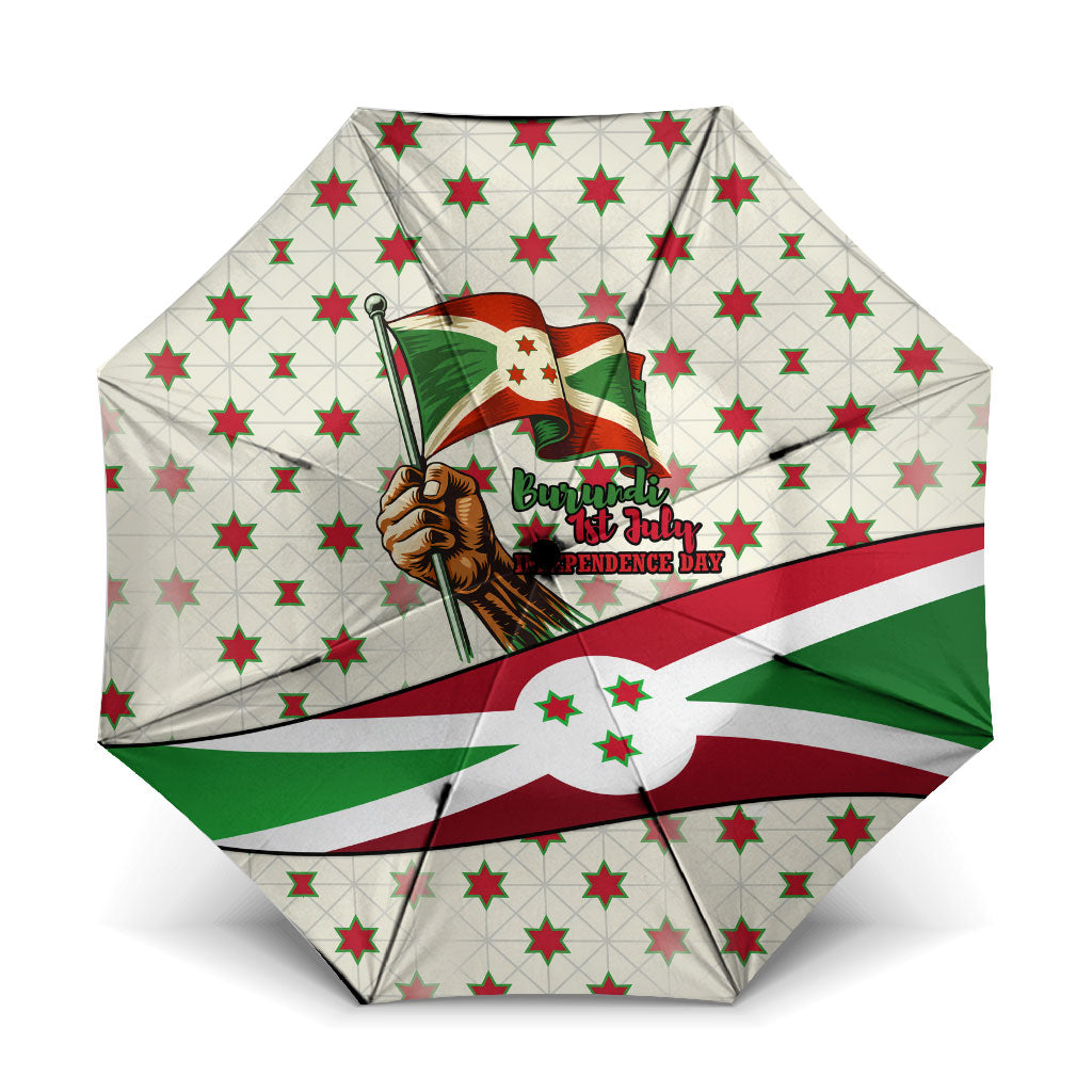 Burundi 1st July Independence Day Umbrella Patriotic Flag Portrait Art - Geometric Star Pattern
