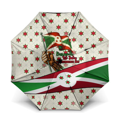 Burundi 1st July Independence Day Umbrella Patriotic Flag Portrait Art - Geometric Star Pattern