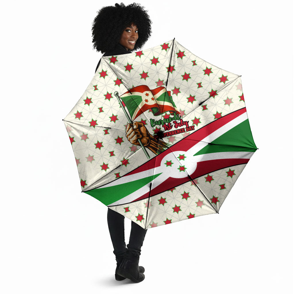 Burundi 1st July Independence Day Umbrella Patriotic Flag Portrait Art - Geometric Star Pattern