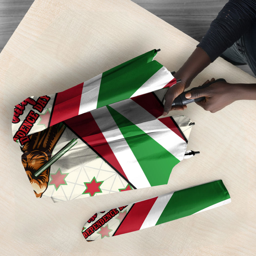 Burundi 1st July Independence Day Umbrella Patriotic Flag Portrait Art - Geometric Star Pattern