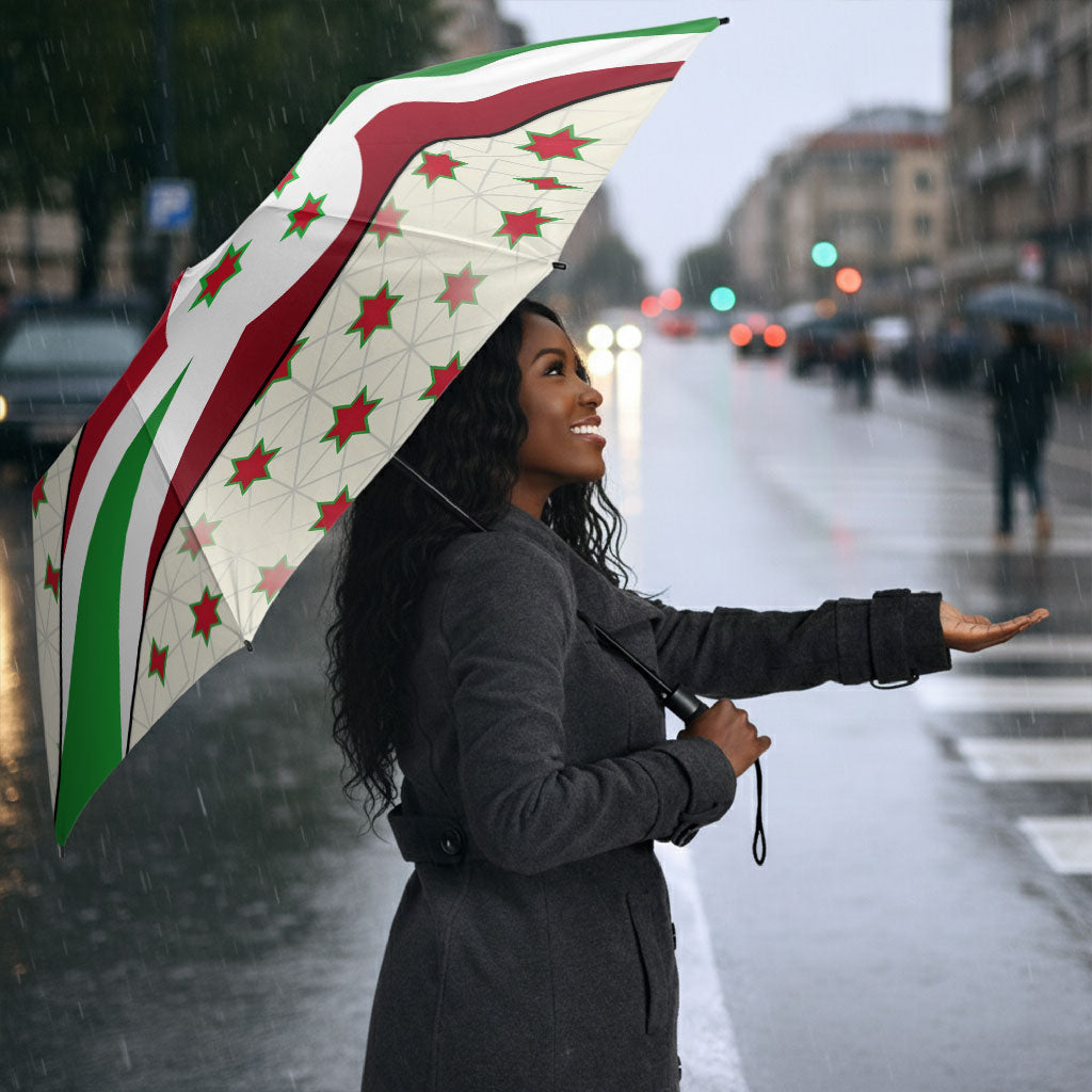 Burundi 1st July Independence Day Umbrella Patriotic Flag Portrait Art - Geometric Star Pattern