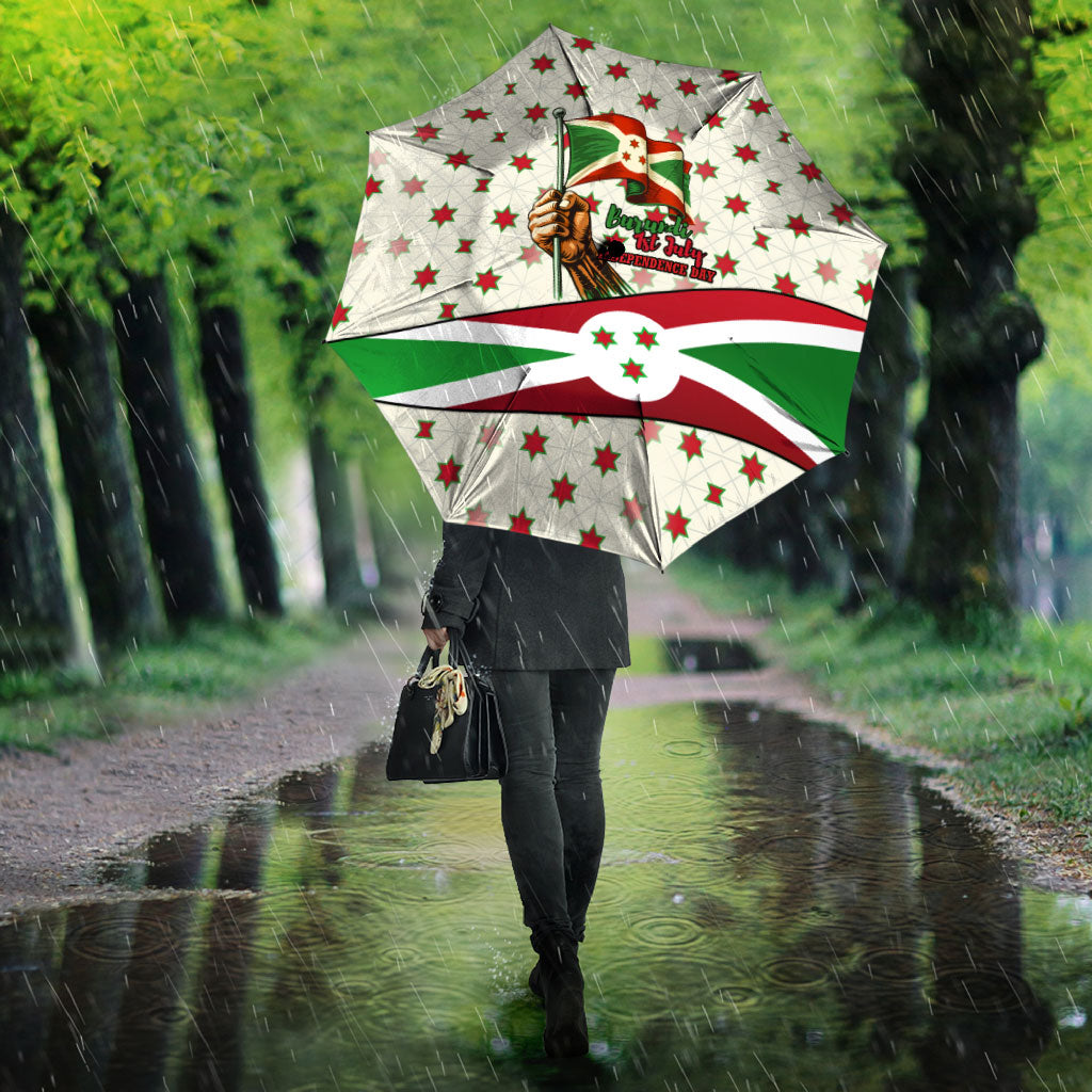 Burundi 1st July Independence Day Umbrella Patriotic Flag Portrait Art - Geometric Star Pattern