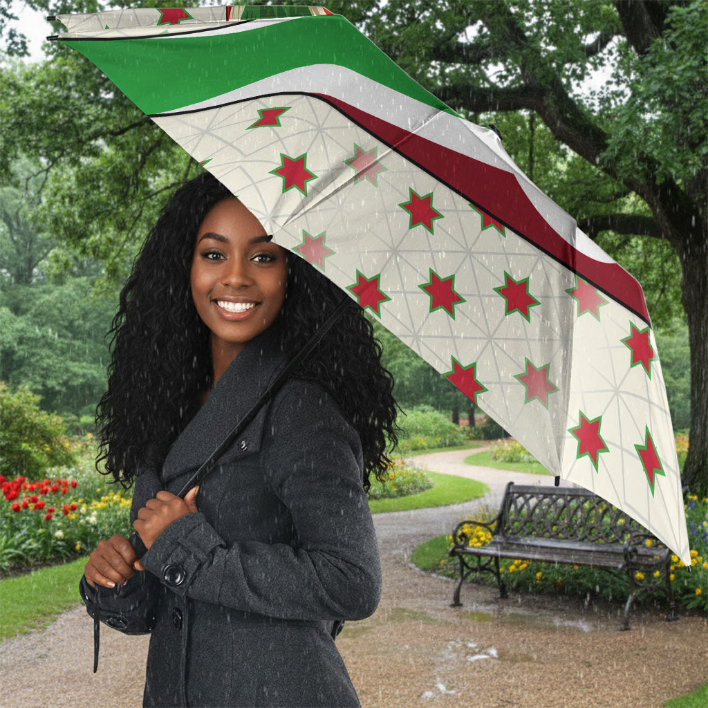 Burundi 1st July Independence Day Umbrella Patriotic Flag Portrait Art - Geometric Star Pattern