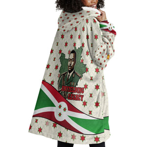 Burundi 1st July Independence Day Wearable Blanket Hoodie Patriotic Flag Portrait Art - Geometric Star Pattern