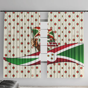 Burundi 1st July Independence Day Window Curtain Patriotic Flag Portrait Art - Geometric Star Pattern
