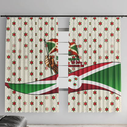 Burundi 1st July Independence Day Window Curtain Patriotic Flag Portrait Art - Geometric Star Pattern