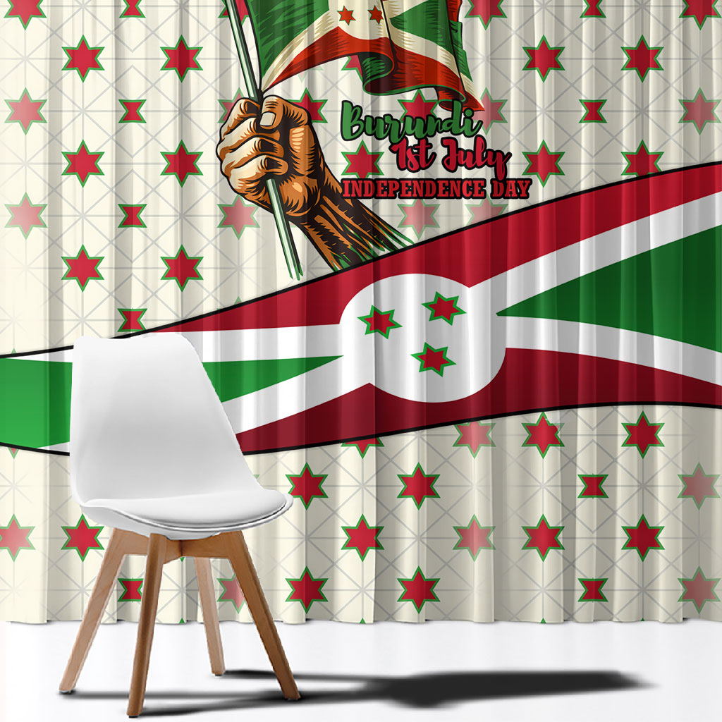 Burundi 1st July Independence Day Window Curtain Patriotic Flag Portrait Art - Geometric Star Pattern