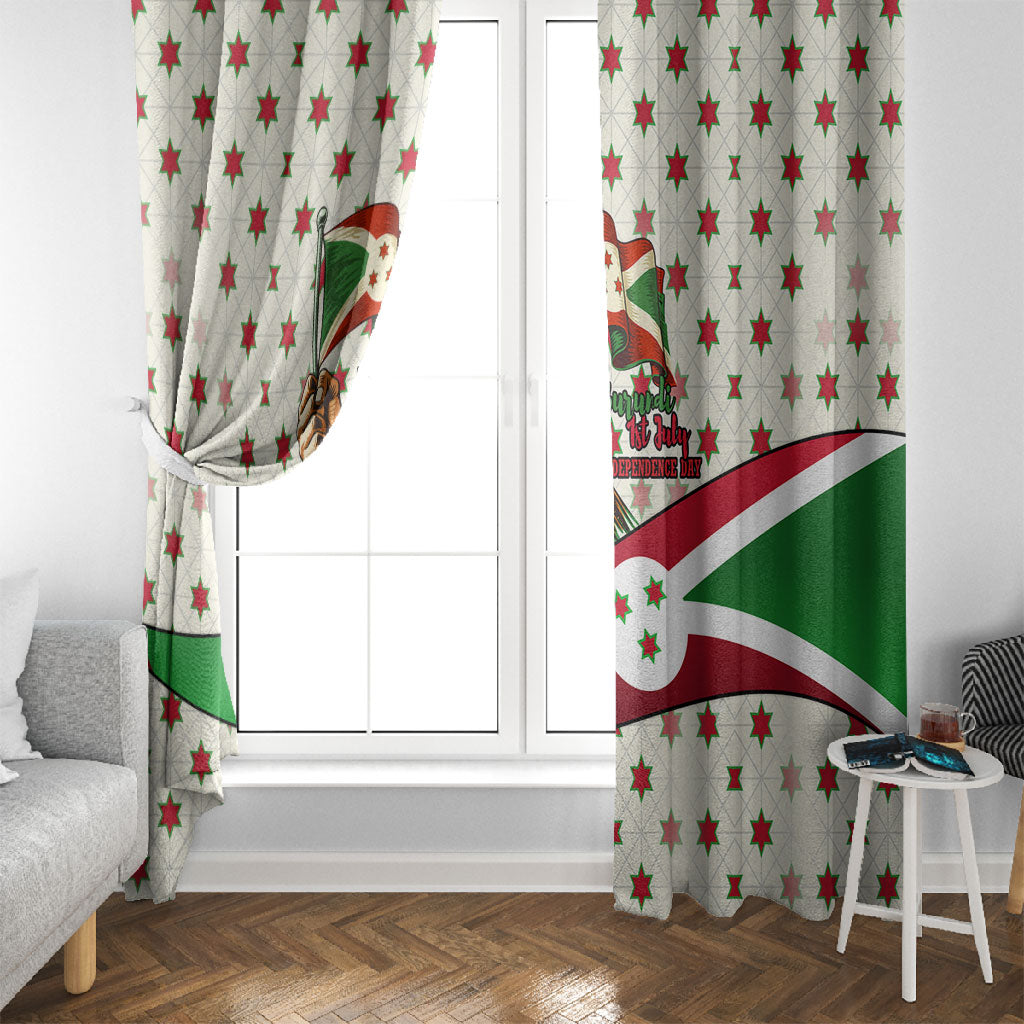 Burundi 1st July Independence Day Window Curtain Patriotic Flag Portrait Art - Geometric Star Pattern