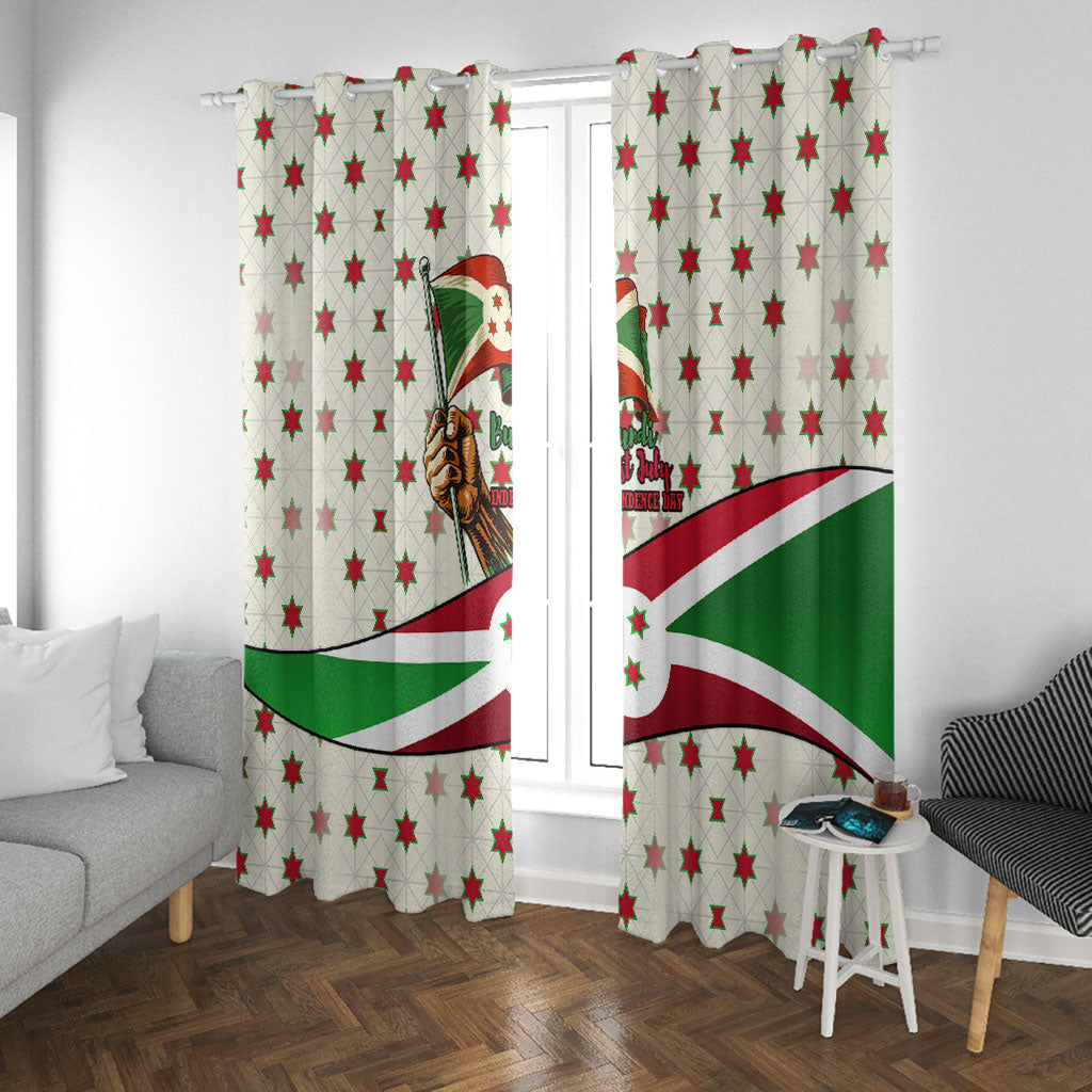 Burundi 1st July Independence Day Window Curtain Patriotic Flag Portrait Art - Geometric Star Pattern