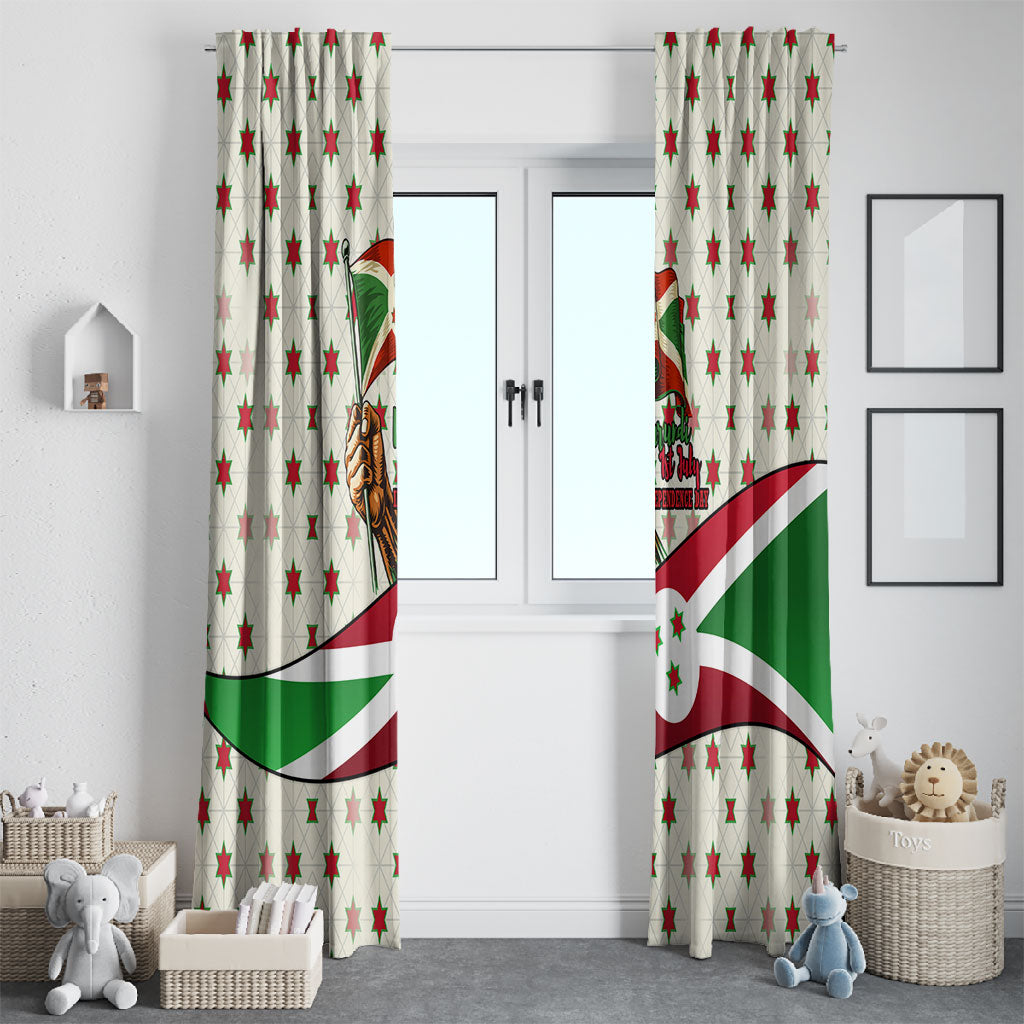 Burundi 1st July Independence Day Window Curtain Patriotic Flag Portrait Art - Geometric Star Pattern