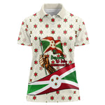 Burundi 1st July Independence Day Women Polo Shirt Patriotic Flag Portrait Art - Geometric Star Pattern