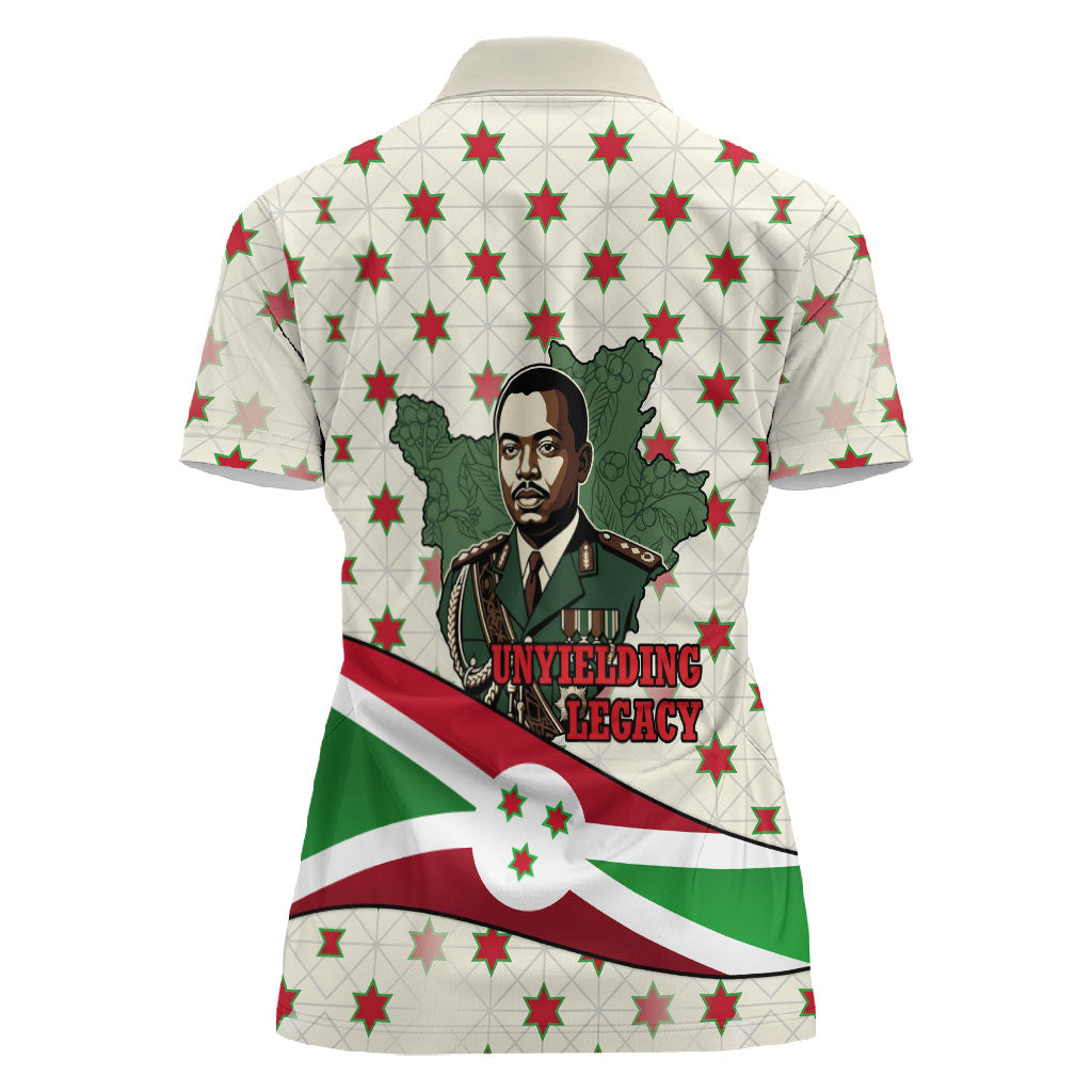 Burundi 1st July Independence Day Women Polo Shirt Patriotic Flag Portrait Art - Geometric Star Pattern