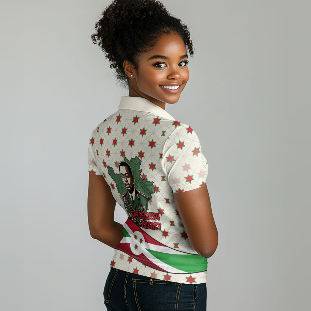 Burundi 1st July Independence Day Women Polo Shirt Patriotic Flag Portrait Art - Geometric Star Pattern