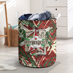 Burundi Independence Day Laundry Basket 1st July 1962 Distressed Grunge Flag Art - Broken Chains And Freedom Star