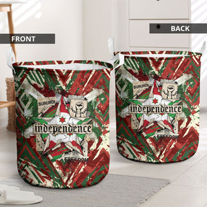 Burundi Independence Day Laundry Basket 1st July 1962 Distressed Grunge Flag Art - Broken Chains And Freedom Star