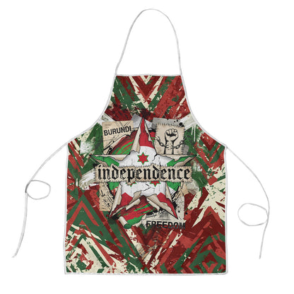 Burundi Independence Day Apron 1st July 1962 Distressed Grunge Flag Art - Broken Chains And Freedom Star