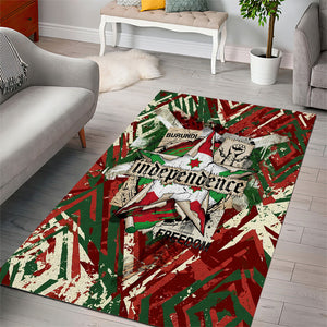 Burundi Independence Day Area Rug 1st July 1962 Distressed Grunge Flag Art - Broken Chains And Freedom Star