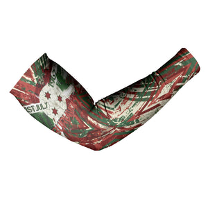 Burundi Independence Day Arm Sleeves 1st July 1962 Distressed Grunge Flag Art - Broken Chains And Freedom Star