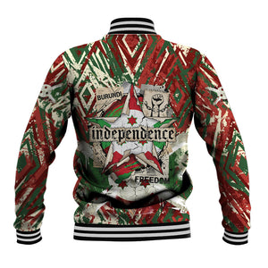 Burundi Independence Day Baseball Jacket 1st July 1962 Distressed Grunge Flag Art - Broken Chains And Freedom Star