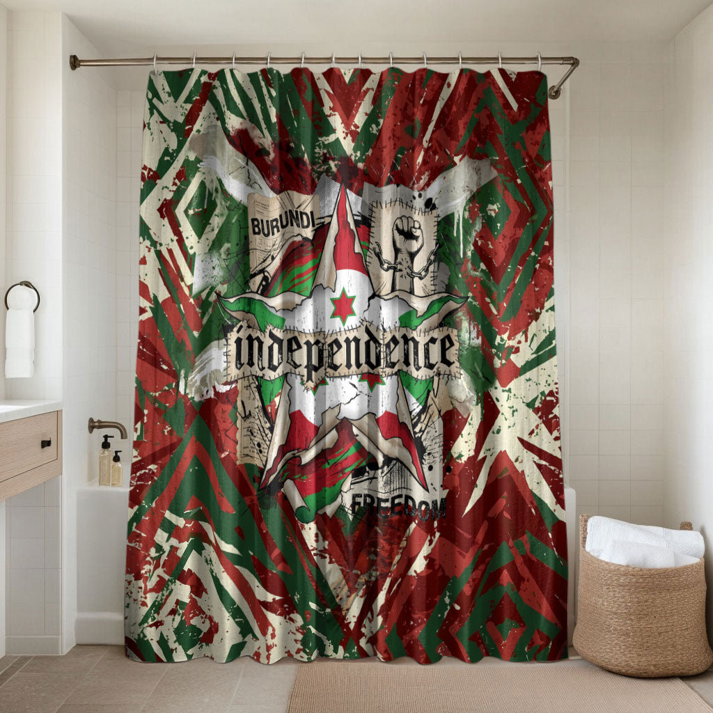 Burundi Independence Day Bathroom Set 1st July 1962 Distressed Grunge Flag Art - Broken Chains And Freedom Star
