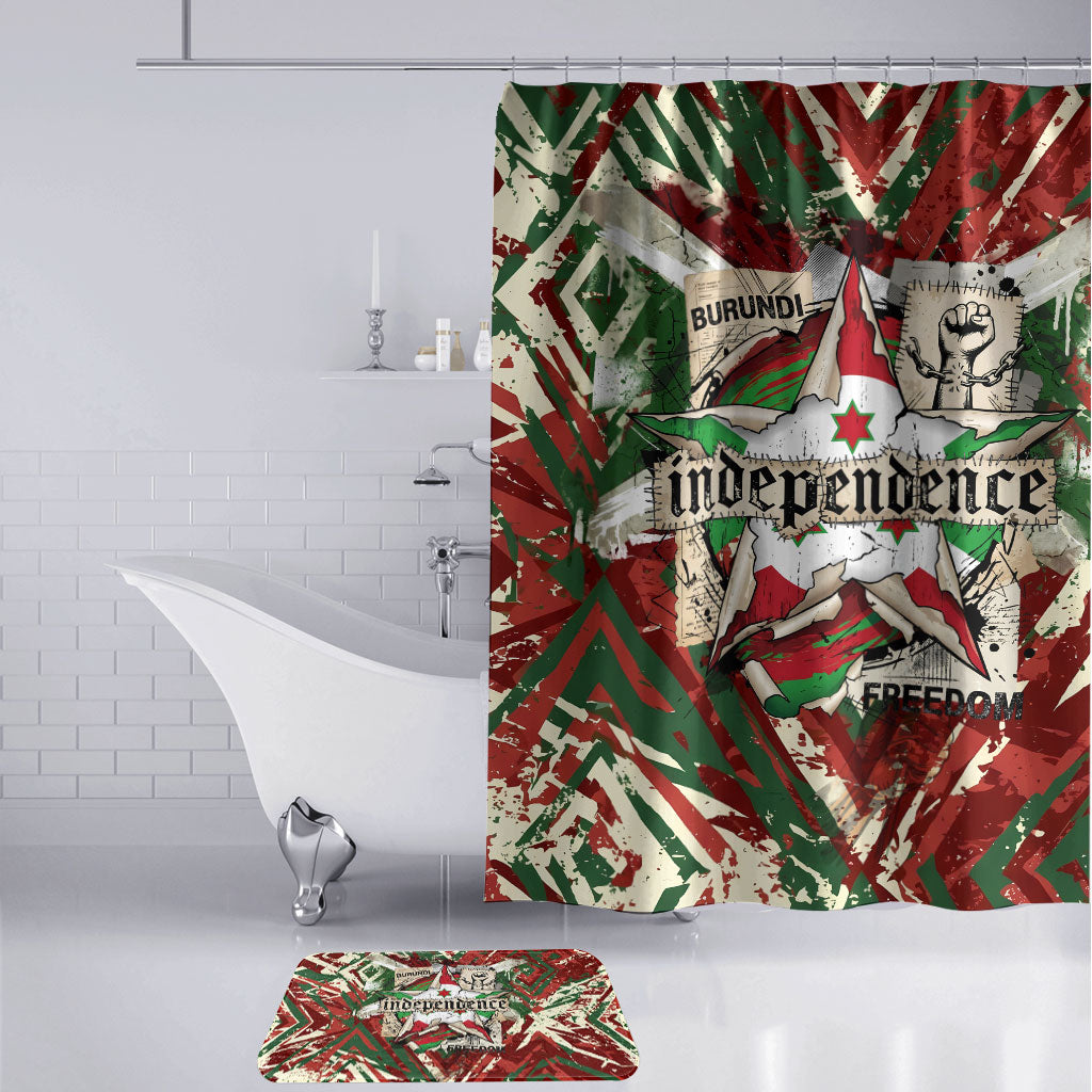 Burundi Independence Day Bathroom Set 1st July 1962 Distressed Grunge Flag Art - Broken Chains And Freedom Star