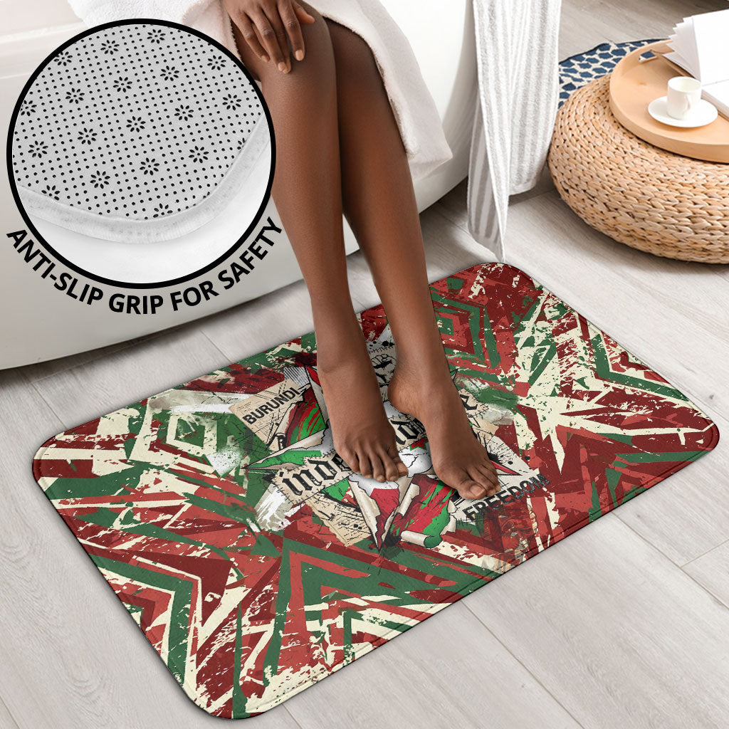 Burundi Independence Day Bathroom Set 1st July 1962 Distressed Grunge Flag Art - Broken Chains And Freedom Star