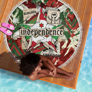 Burundi Independence Day Beach Blanket 1st July 1962 Distressed Grunge Flag Art - Broken Chains And Freedom Star