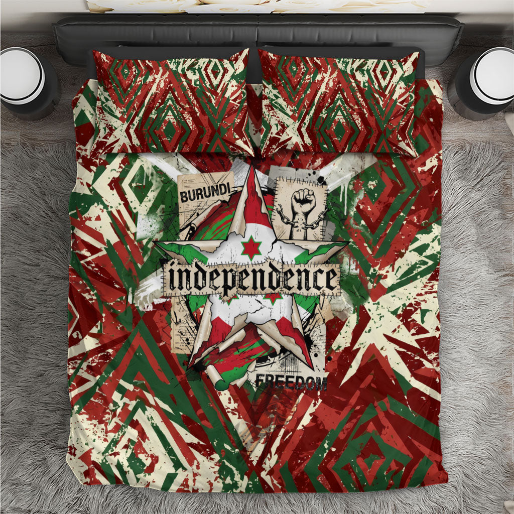 Burundi Independence Day Bedding Set 1st July 1962 Distressed Grunge Flag Art - Broken Chains And Freedom Star