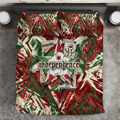 Burundi Independence Day Bedding Set 1st July 1962 Distressed Grunge Flag Art - Broken Chains And Freedom Star