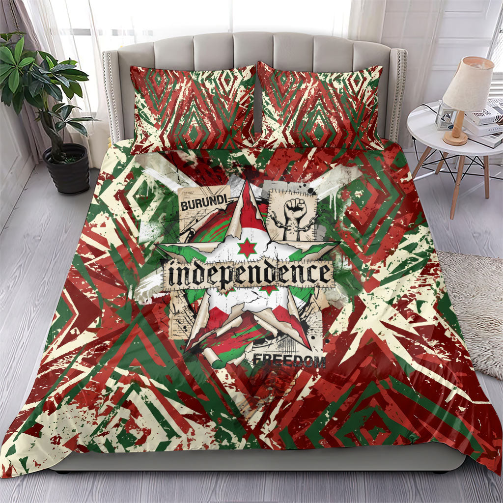 Burundi Independence Day Bedding Set 1st July 1962 Distressed Grunge Flag Art - Broken Chains And Freedom Star