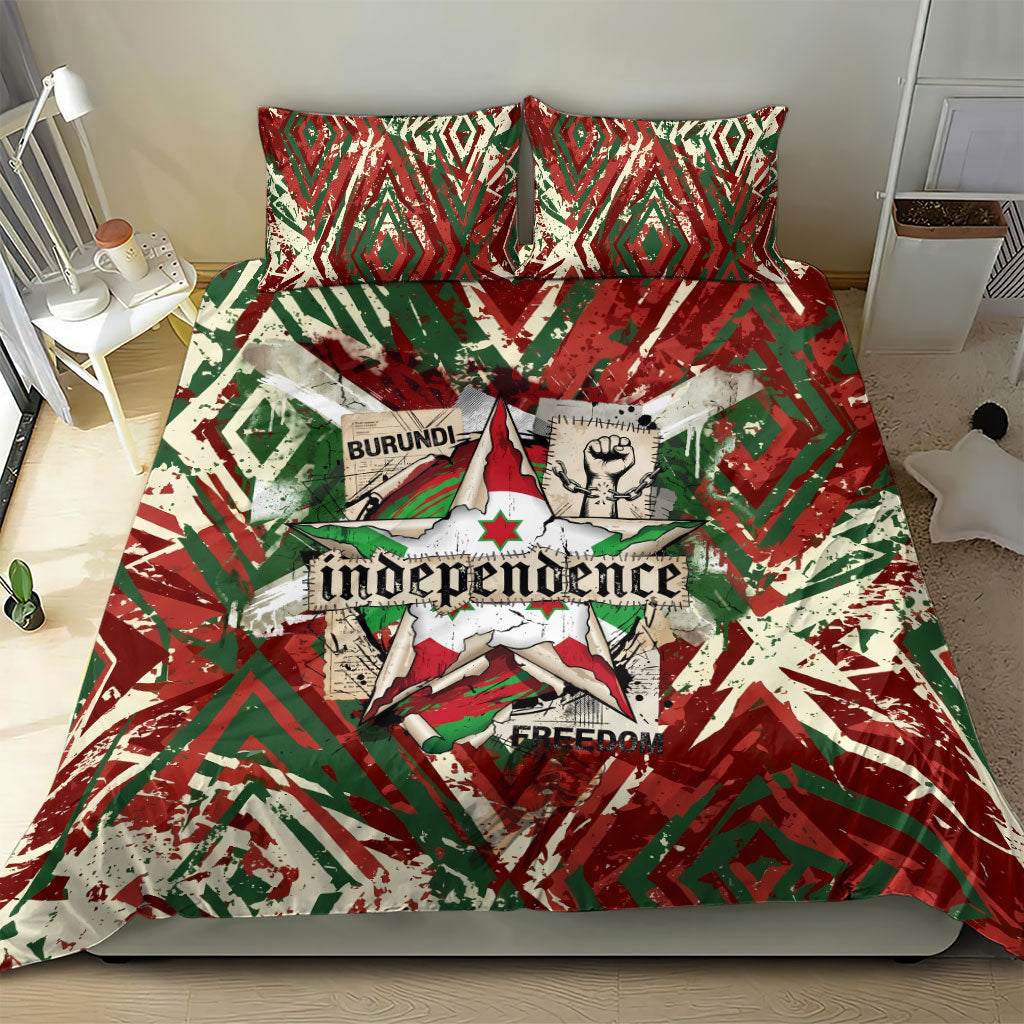 Burundi Independence Day Bedding Set 1st July 1962 Distressed Grunge Flag Art - Broken Chains And Freedom Star