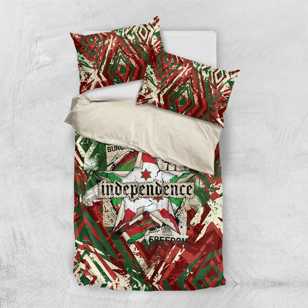 Burundi Independence Day Bedding Set 1st July 1962 Distressed Grunge Flag Art - Broken Chains And Freedom Star