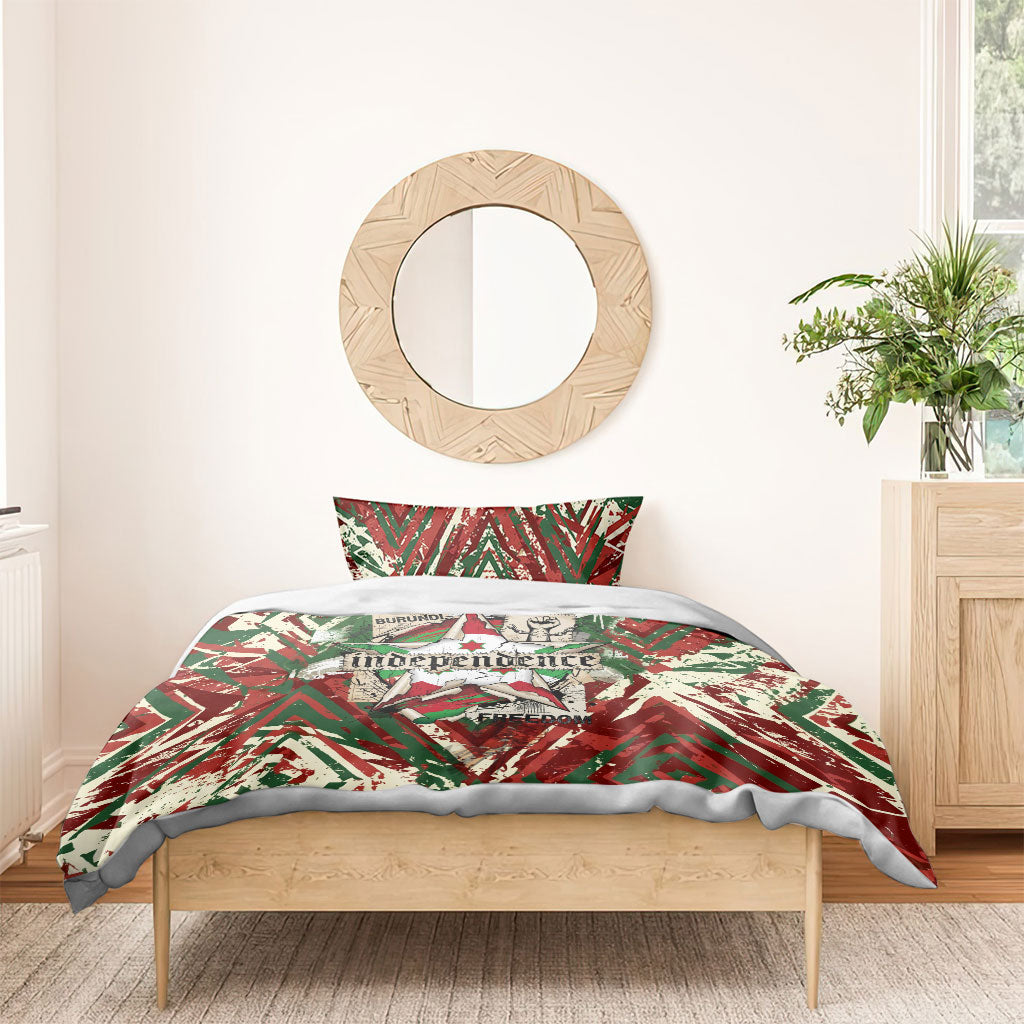 Burundi Independence Day Bedding Set 1st July 1962 Distressed Grunge Flag Art - Broken Chains And Freedom Star