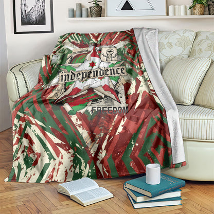 Burundi Independence Day Blanket 1st July 1962 Distressed Grunge Flag Art - Broken Chains And Freedom Star