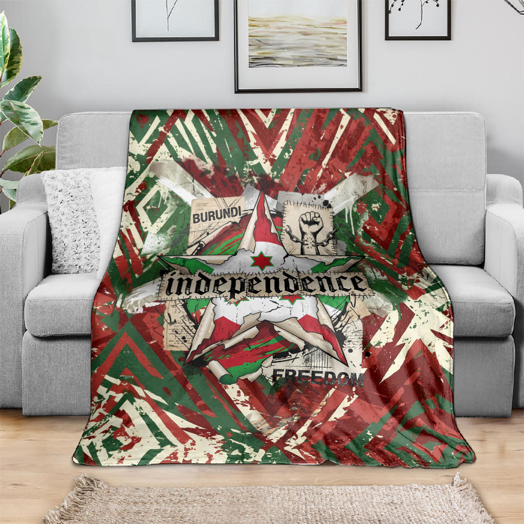 Burundi Independence Day Blanket 1st July 1962 Distressed Grunge Flag Art - Broken Chains And Freedom Star