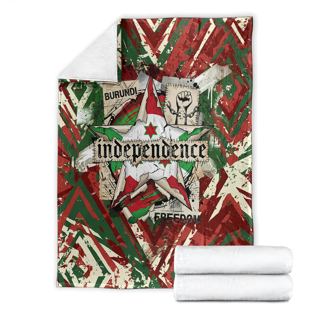 Burundi Independence Day Blanket 1st July 1962 Distressed Grunge Flag Art - Broken Chains And Freedom Star
