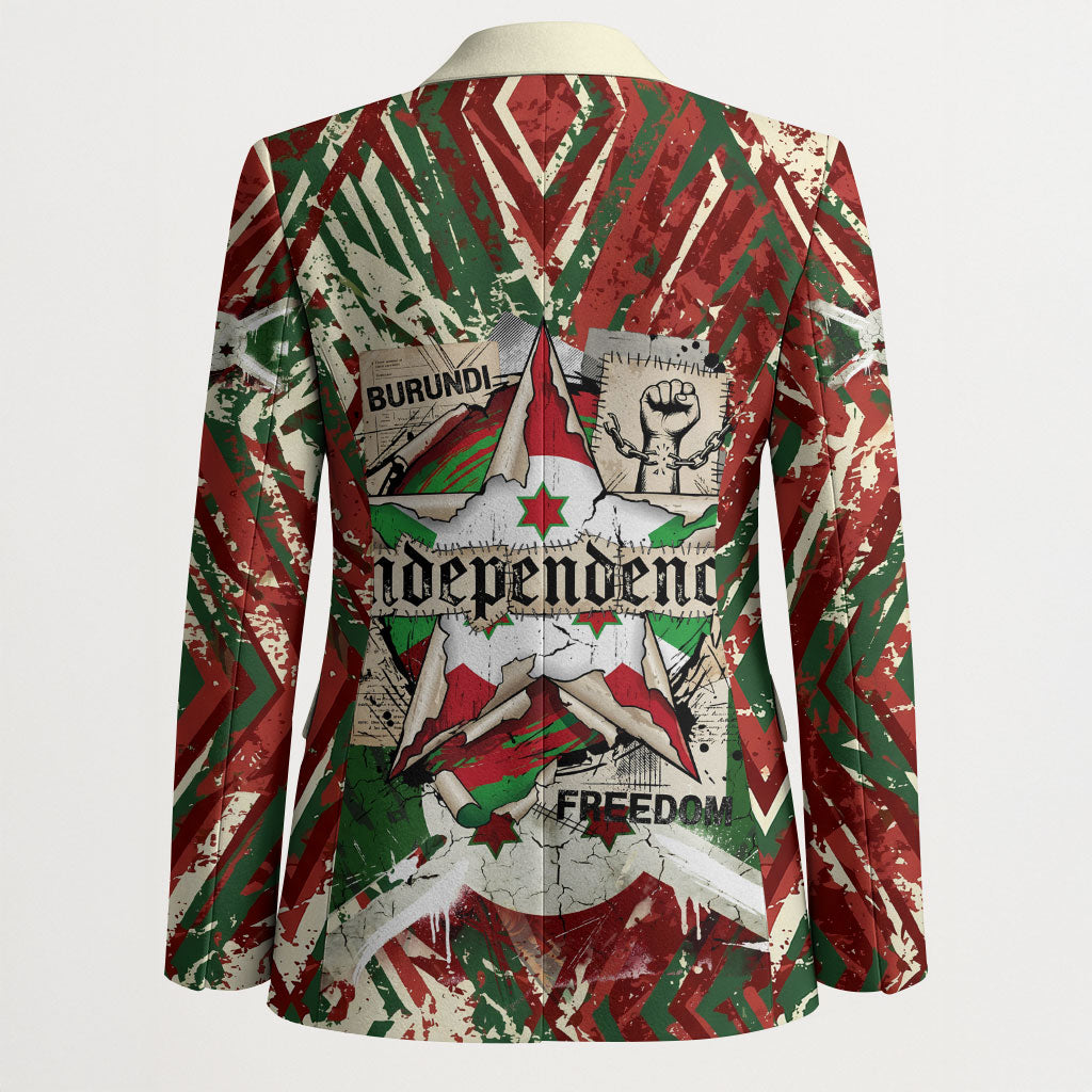 Burundi Independence Day Blazer 1st July 1962 Distressed Grunge Flag Art - Broken Chains And Freedom Star