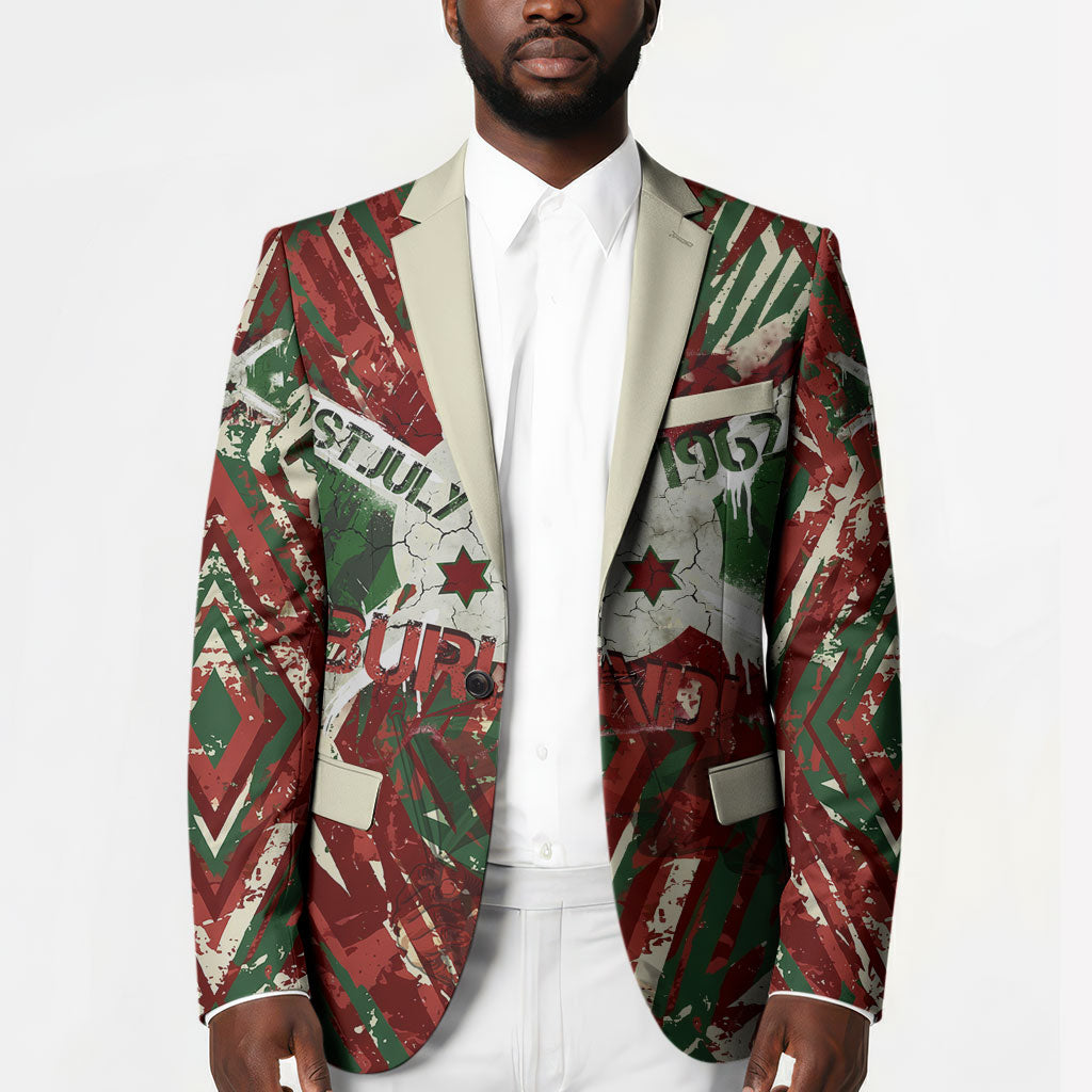Burundi Independence Day Blazer 1st July 1962 Distressed Grunge Flag Art - Broken Chains And Freedom Star