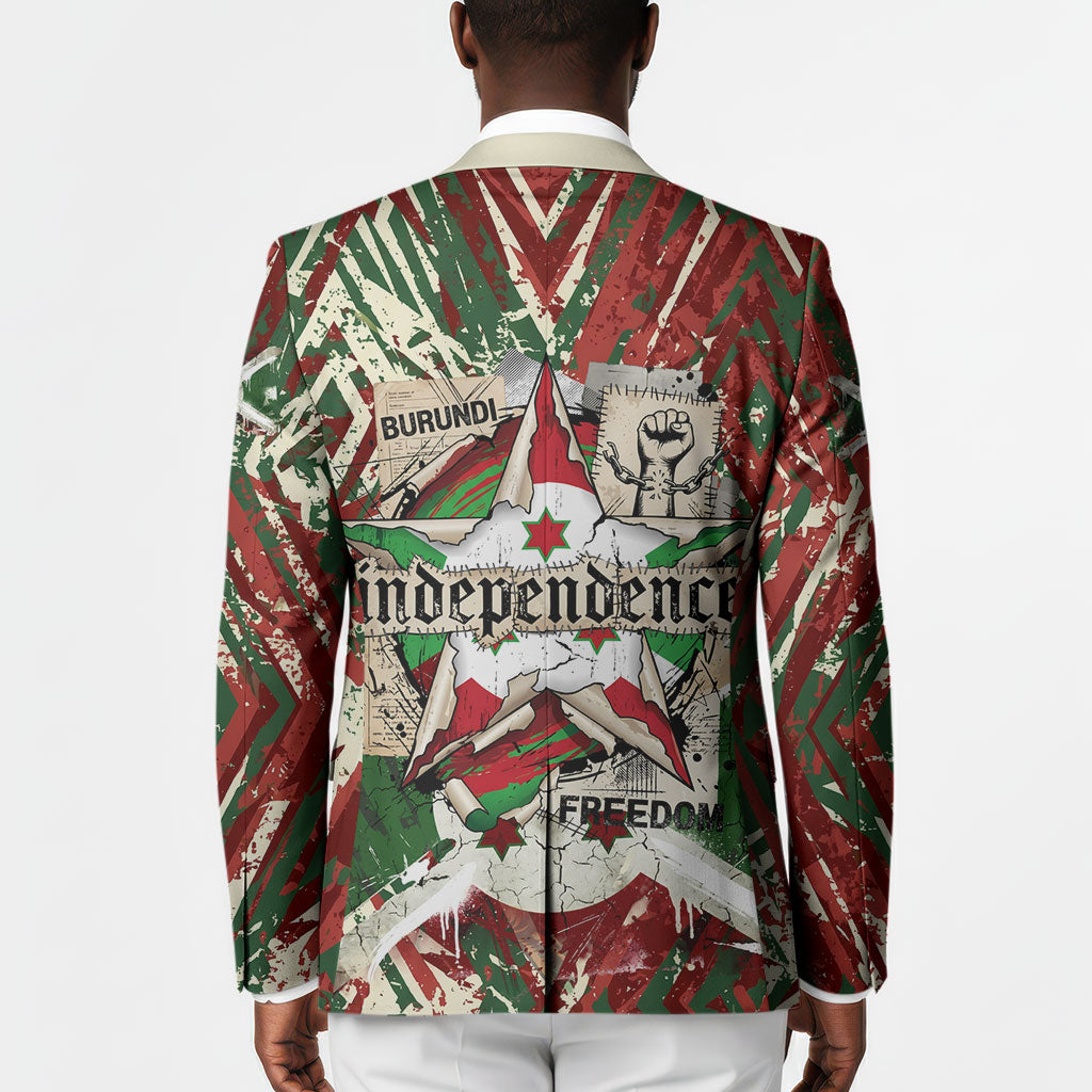 Burundi Independence Day Blazer 1st July 1962 Distressed Grunge Flag Art - Broken Chains And Freedom Star