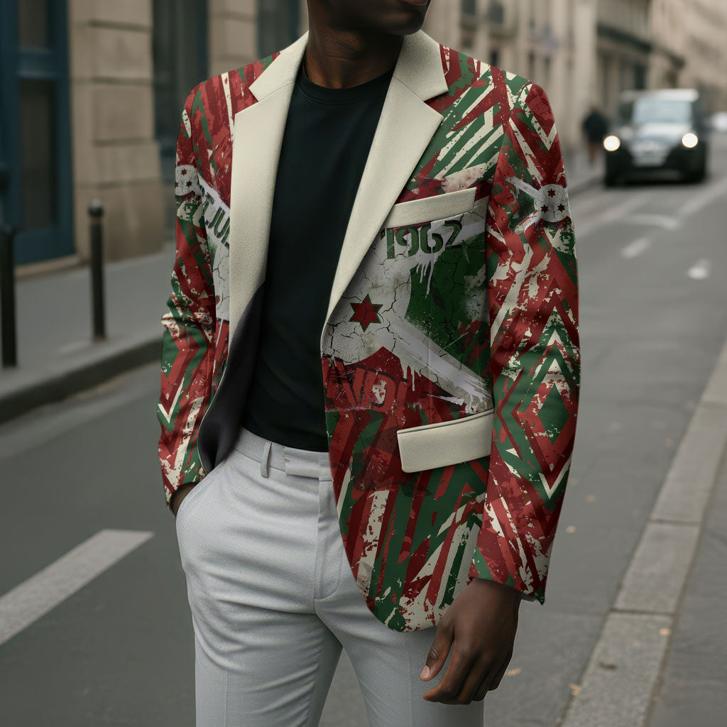 Burundi Independence Day Blazer 1st July 1962 Distressed Grunge Flag Art - Broken Chains And Freedom Star